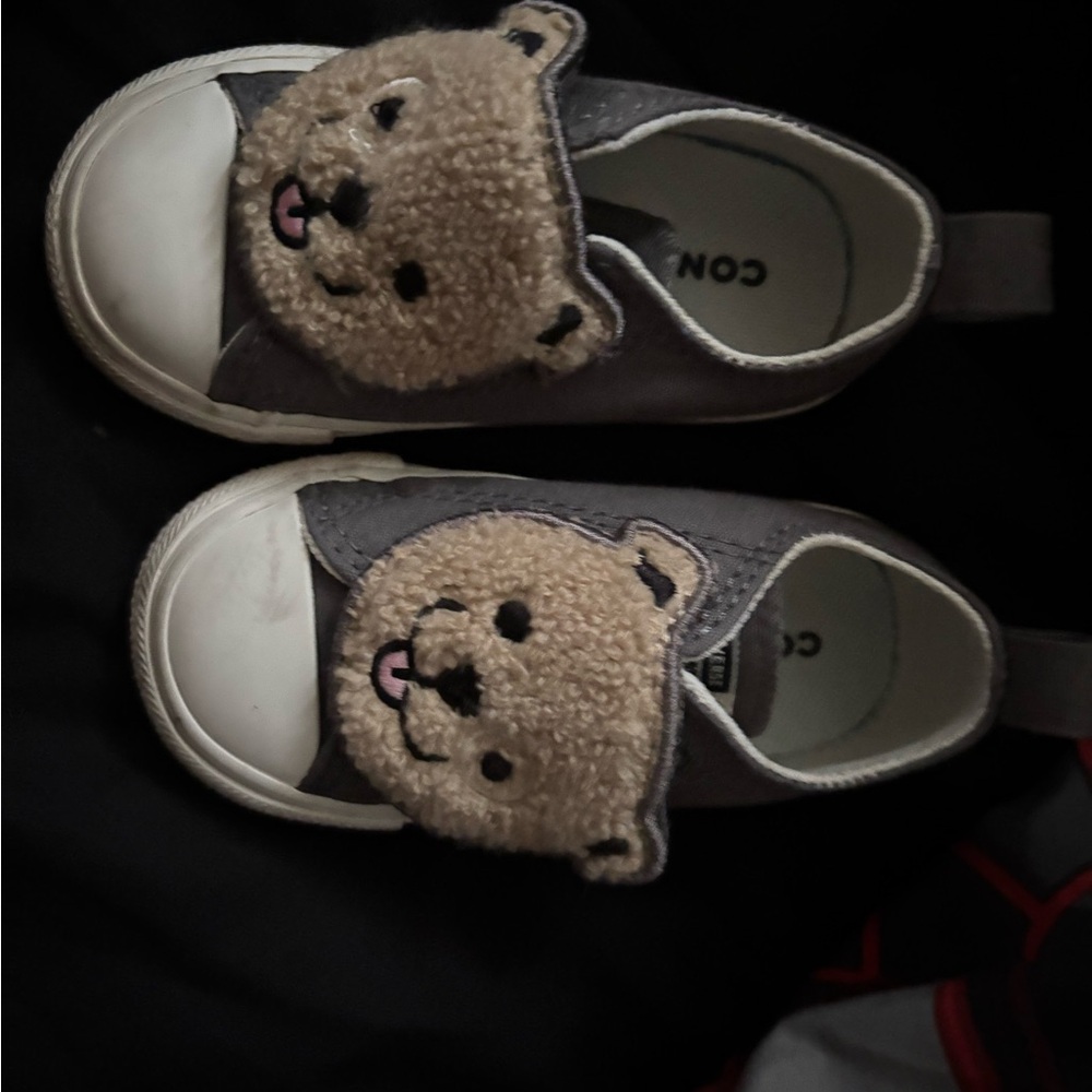Converse Kids' Gray and Cream Bear Sneakers